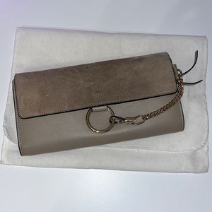 Chloe suede Calfskin Faye Wallet Motty Grey